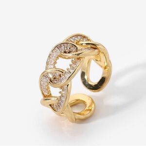 Elegant Gold Women's Adjustable Ring Stainless Steel Tarnish Free